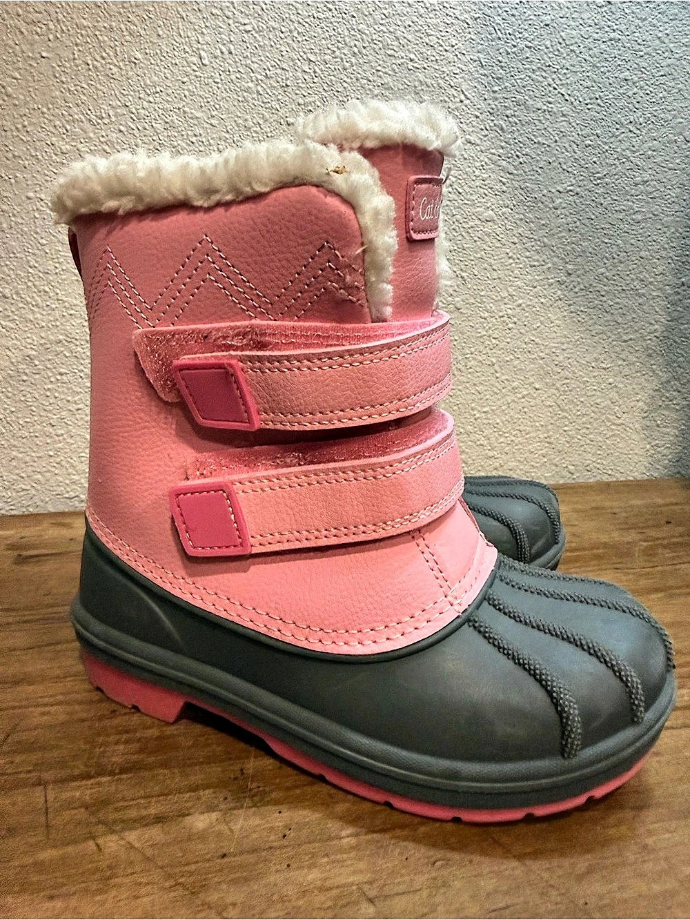 Cat & Jack Girls Pink Snow Boots Pink & Gray Girls 11